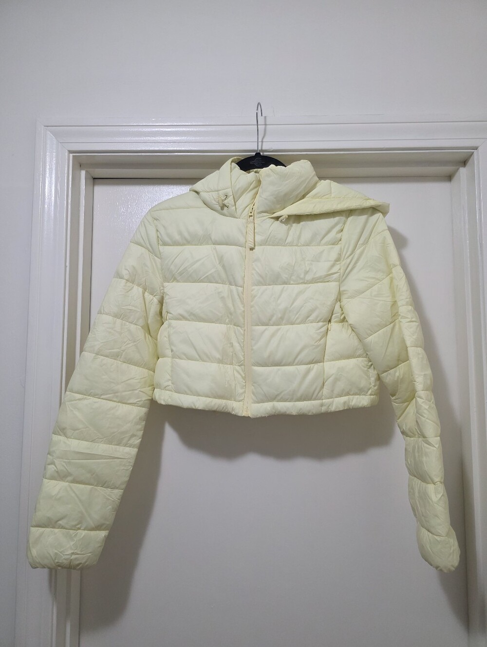 Zara Yellow Cropped Puffy Coat
